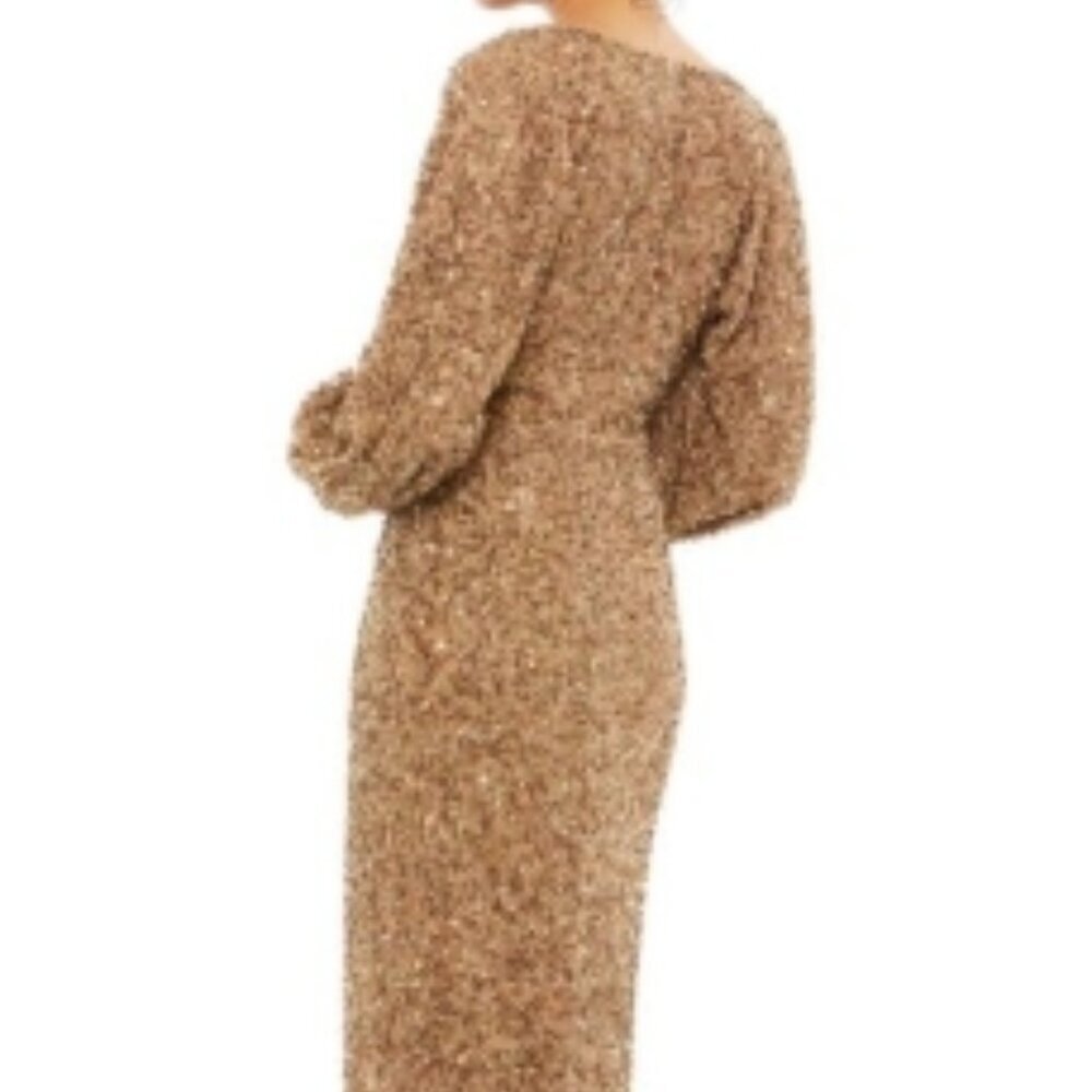 Mac Duggal 10791 | Embellished Bishop Sleeve Gown | Bronze | Size 6 | NWT - Picture 4 of 4